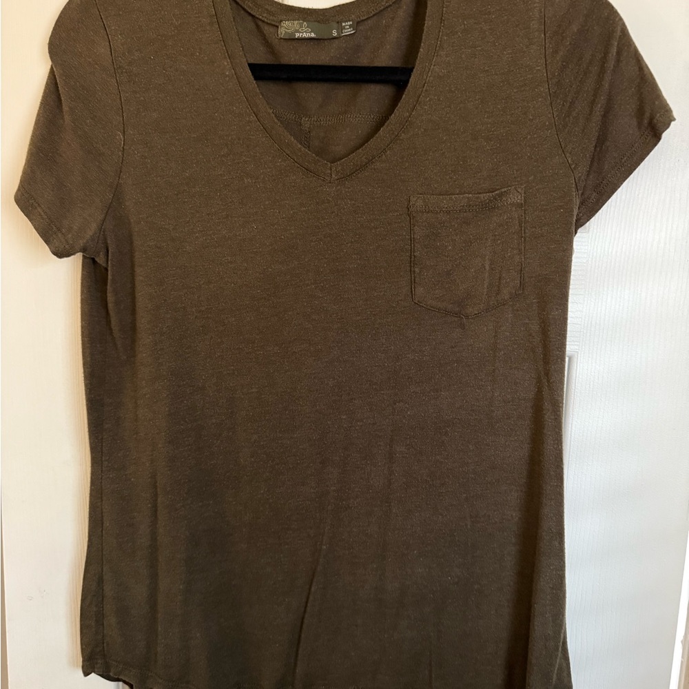 Women's prana green V-Neck T-Shirt